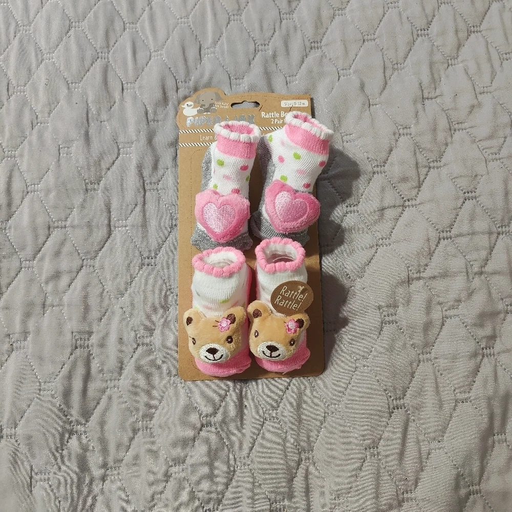 Baby Girl Rattle Booties Socks